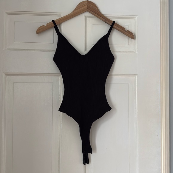 Lulus Ribbed Black Bodysuit - Picture 3 of 3